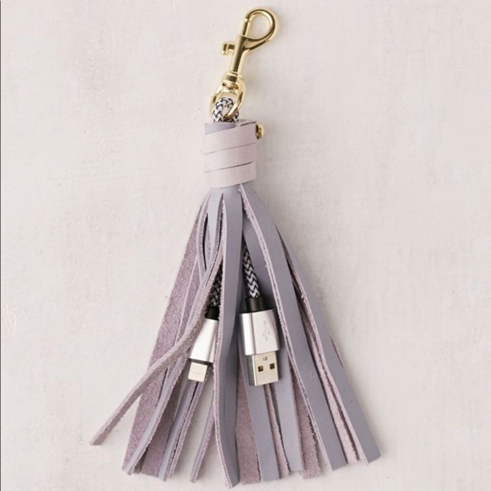 NWT UO USB Leather Tassel Keychain + Charger Cord‎